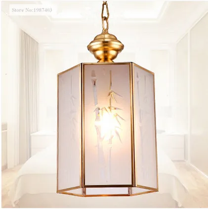 

European copper&frosted glass Pendant lights Handwork soldering E27 LED outdoors waterproof lamp for pavilion&stairs BRSDD010