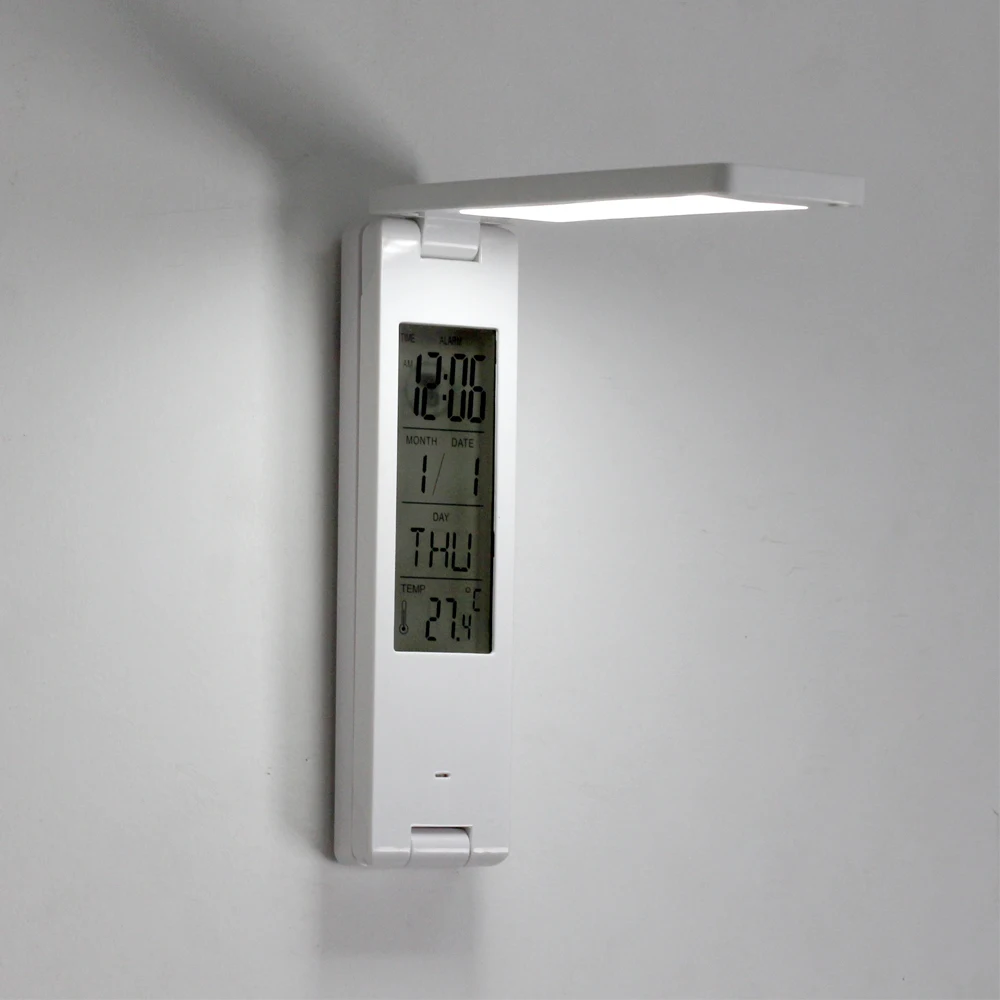  Eye Protection Dimmable Portable LED Light With Calendar Alarm Colck Folding LED Table Desk Lamp - 32281452637