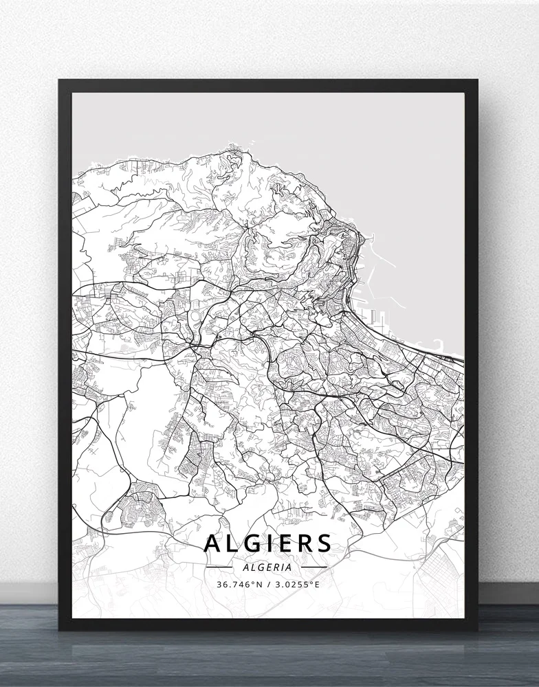 

Algiers Algeria Map Poster