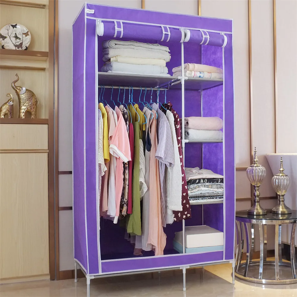Finether Double Modular Metal Framed Wardrobe Cabinets Simple Folding Reinforcement Receive Stowed Clothes Store Content Ark08