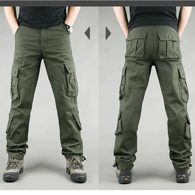 Модные мужские брюки карго в стиле милитари, повседневные тактические военные брюки с несколькими карманами, весенние хлопковые армейские брюки, мужские брюки с 8 карманами