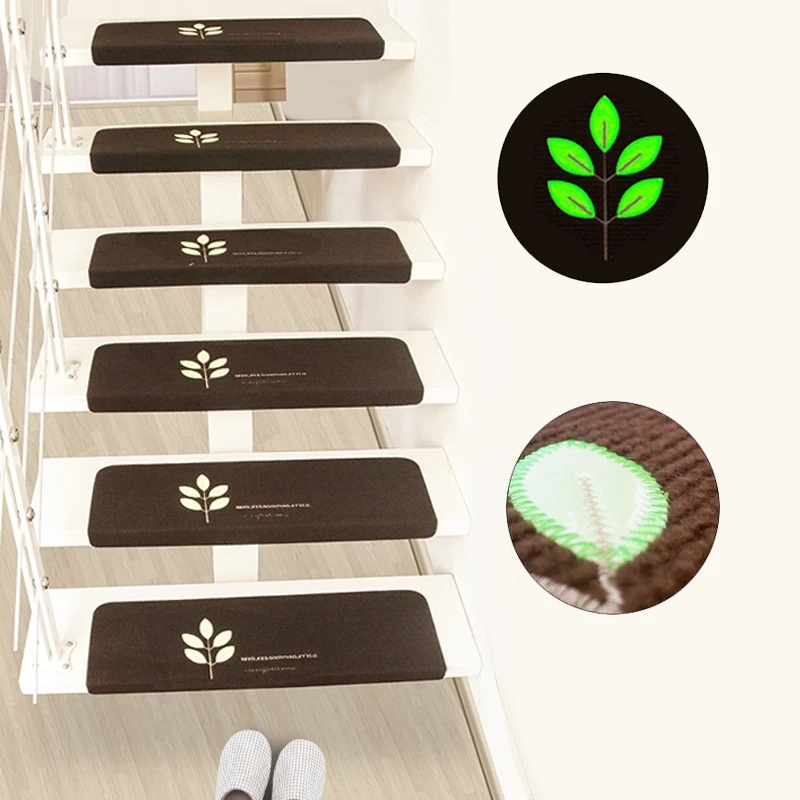 5 Pcs Luminous Staircase Floor Mats Self-adhesive Stair Floor Carpets Home Office Stairway Sticker Non Slip Stair-steps Rugs