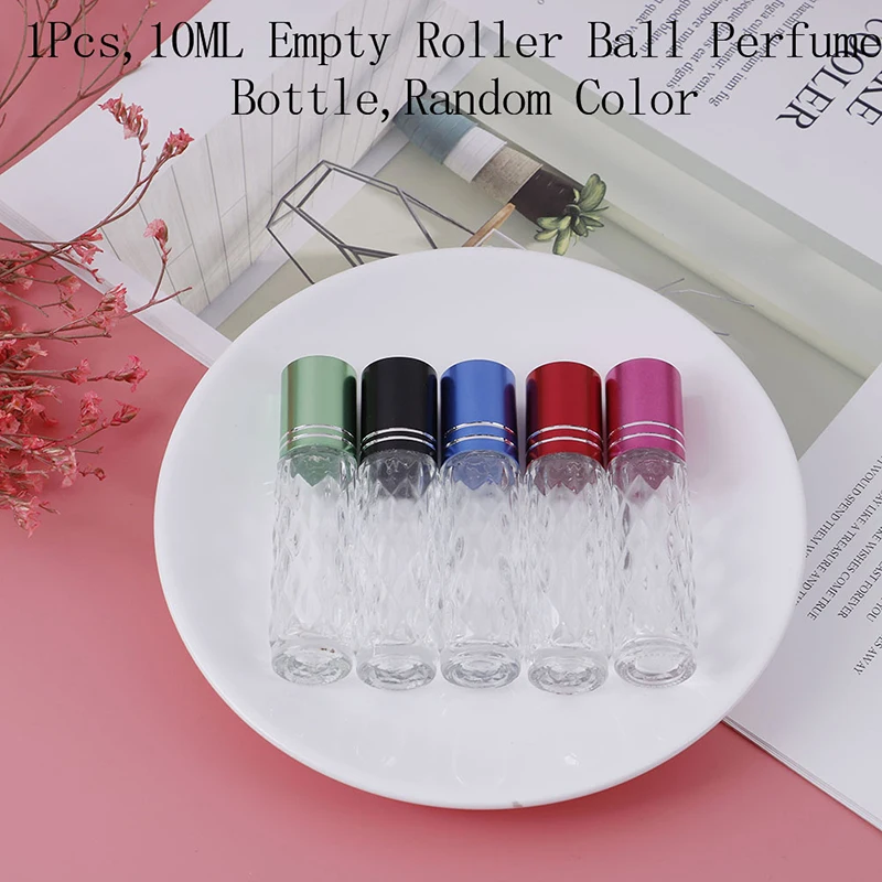 1pc 10 ML Clear Roller Refillable Glass Bottle Empty Essential Oil Perfume Lip Balms Bottles Roll On Bottles Color Random