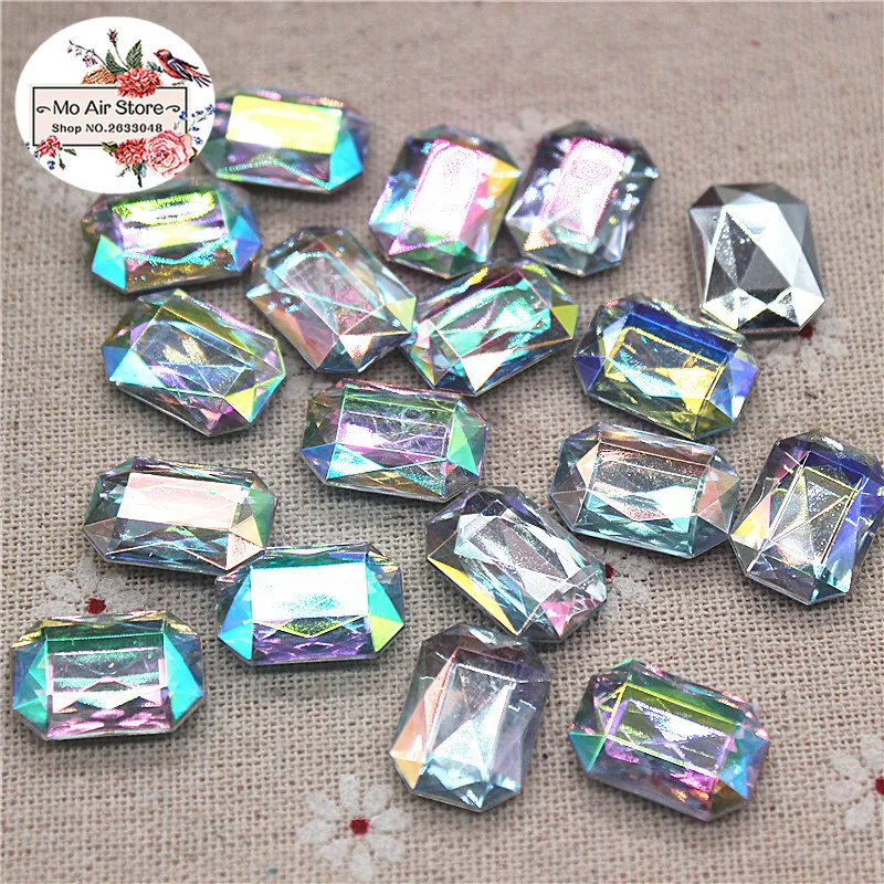 

rectangle clear AB acrylic rhinestone Flat back Cabochon Art Supply Decoration Charm Craft