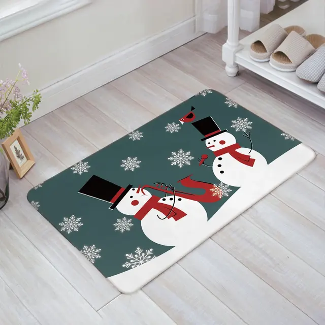 Cute Christmas Snowman Snowflake Design Doormat Mat Entrance