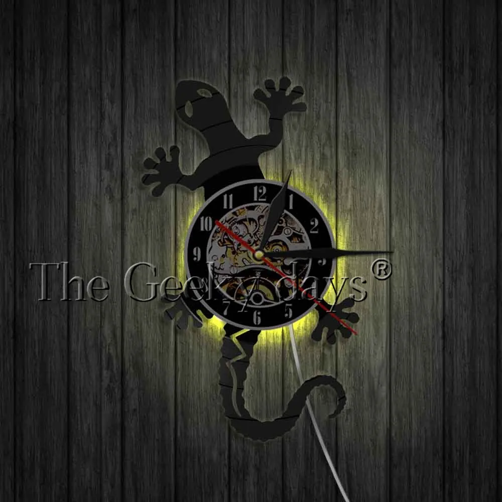 Salamander геккон ящерица виниловые настенные часы Античная Природа Дикие животные персональный арт Настенный декор часы 3D настенные часы