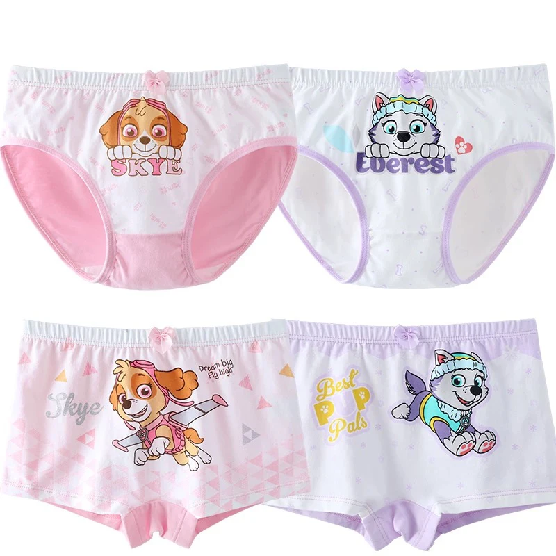 4pcs set Genuine paw patrol skye everest marshall rubble Girl boy Underwear Kids Cotton Panties Underpant 4