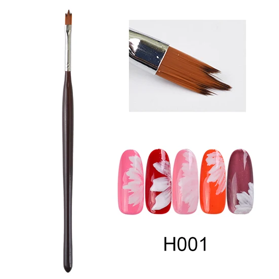 1 шт Кисти для дизайна ногтей, рисунок, лак для рисования, порошок, цветочный дизайн, градиентный УФ-гель для рисования, инструмент для маникюра, ручка TRH001-008 - Цвет: H001