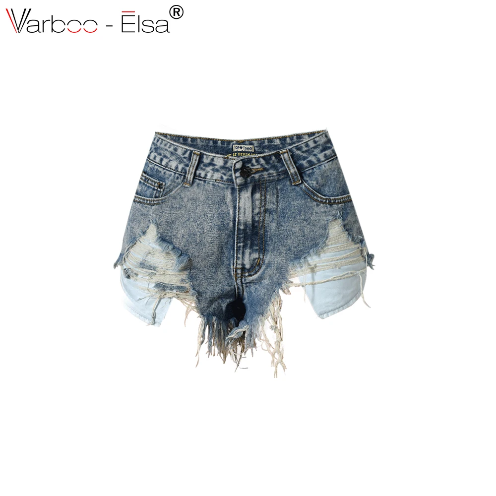 VARBOO_ELSA European Nostalgic style women high waist jean shorts