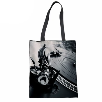 

Top-handle Bag Women Canvas Coth Bag DJ Loudspeaker Print Tote Bolsa for Teenager Girls Campus Handbag Bags For BeachBag