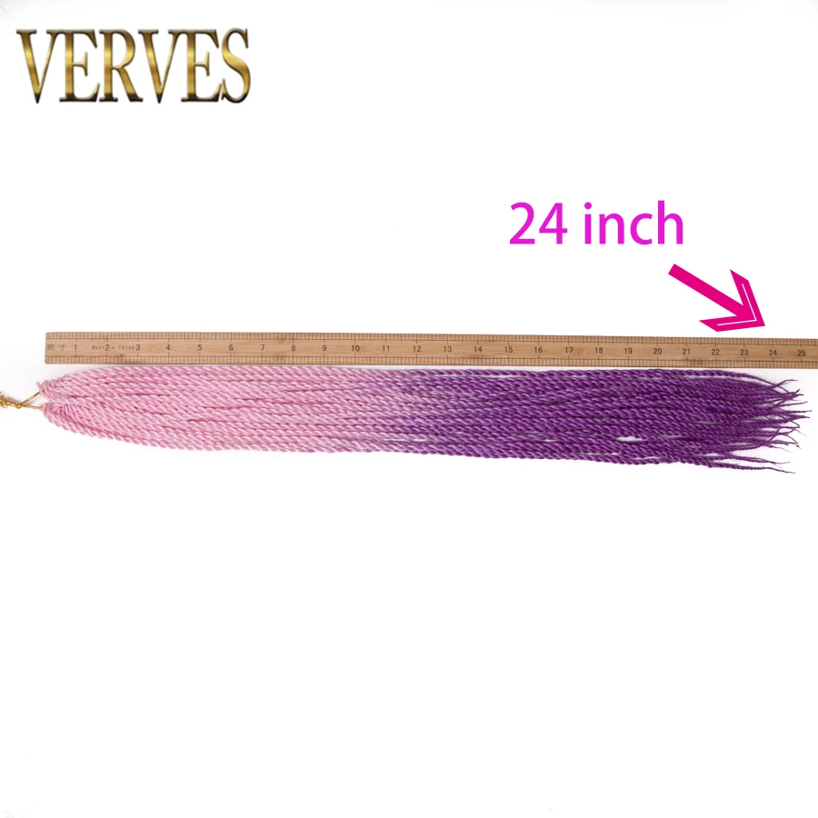 VERVES 24 дюймов inch Ombre Senegalese Twist Hair 30 Roots вязаный крючком pack косы Синтетические плетение волос для женщин серый, bonde, розовый, коричневый