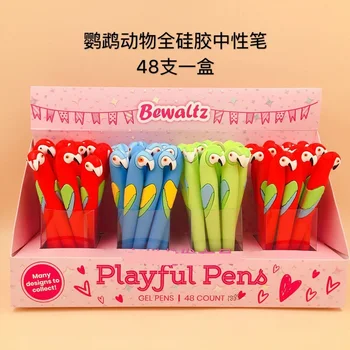 

Korea playful pens Parrot Animal Full Silicone Gel Pen Korean Creative Cartoon Stationery 48pcs/lot
