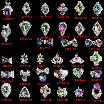 

Factory Wholesales 10pcs K9 Nail Bow Teardrop Crown Heart Nail Rhinestone adornos para unas acrilicas Nail Art Metal Decoration