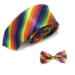 Радуга набор галстуков в полоску гравата, тонкий галстуки-бабочки Мужские аксессуары