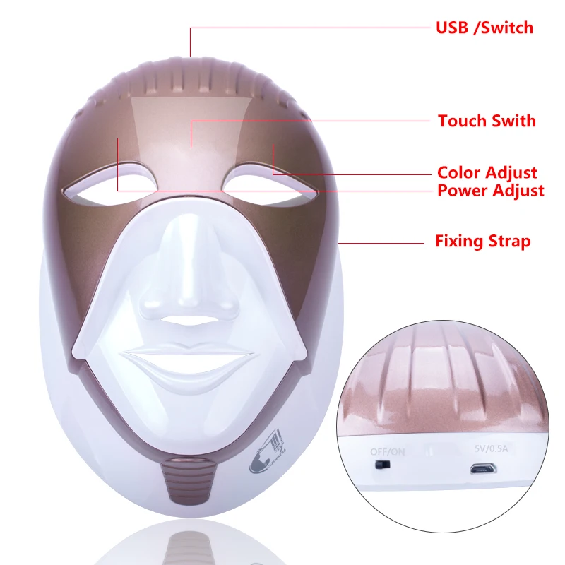  7 Colors Led Mask Spa facial masks Skin Rejuvenation Whitening Facial Beauty Daily Skin Care Mask L - 33017110926