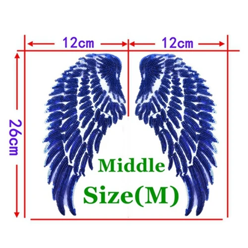 1 Pair Blue Middle 1 шт., большие нашивки, брендовая блестящая 3D наклейка с блестками, s крыла, роза, вышивка, мотив, аппликация, одежда для детей, женщин, сделай сам, значок для одежды - Цвет: 1 Pair Blue Middle