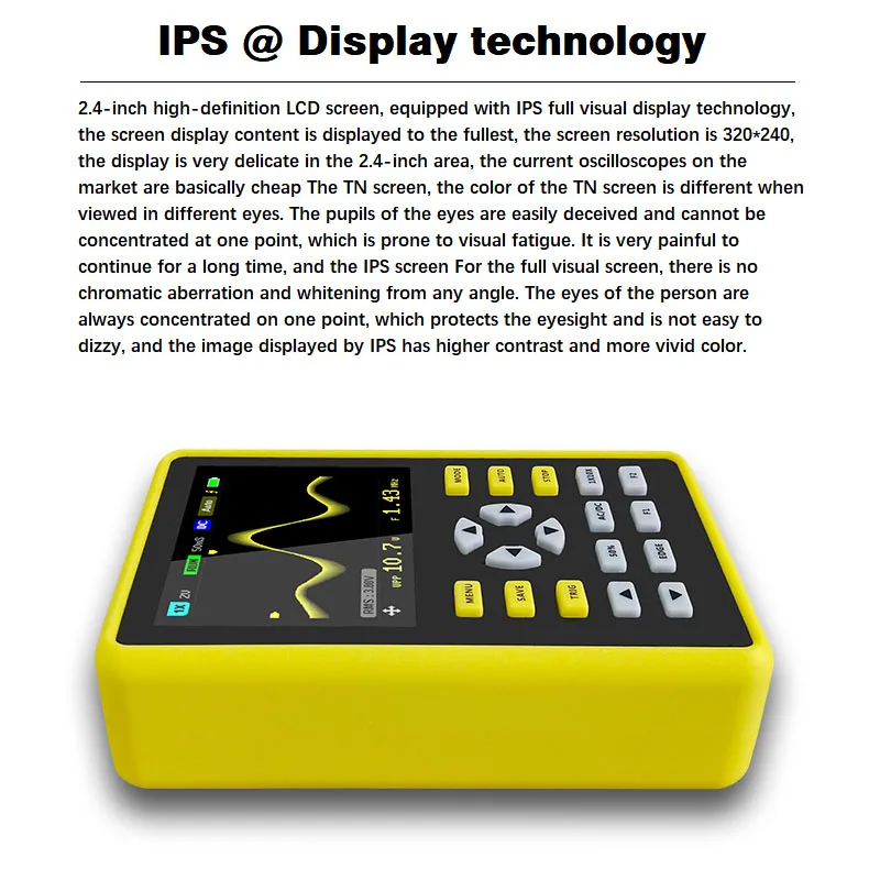 

Digital Mini Oscilloscope 2.4 Inch 500 MS/s IPS LCD Display Screen Portable Handheld QJS Shop