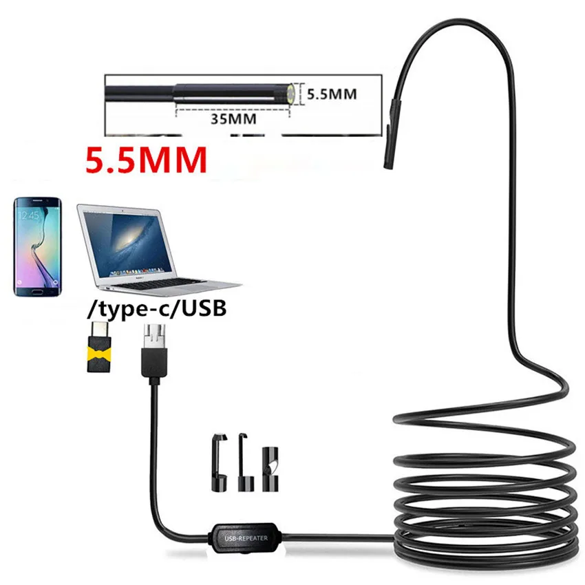 USB-эндоскоп с 6 светодиодами 5 мм магнит крючок зеркало | Компьютеры и офис