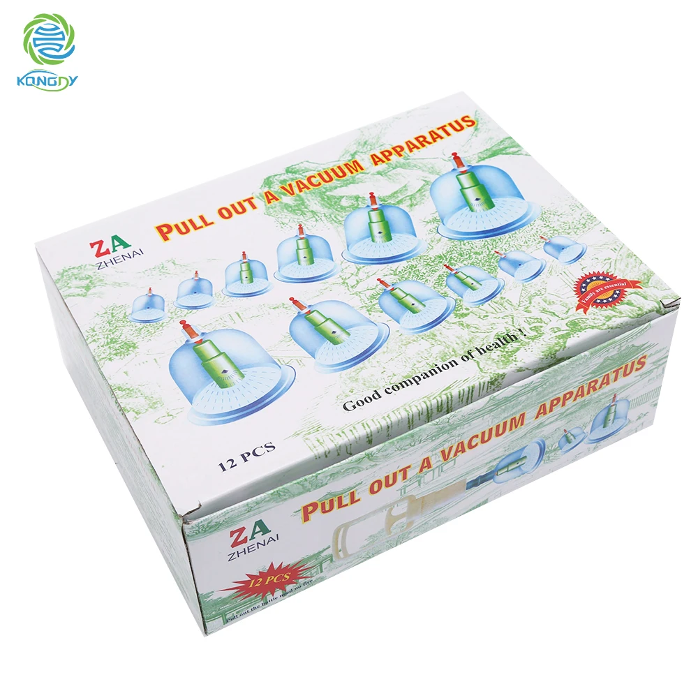 KONGDY العلامة التجارية 12 أجزاء فراغ الحجامة تدليك الصينية الرعاية الصحية العلاج كيت الجسم الاسترخاء علب فتاحة سحب الجسم الحجامة مجموعة