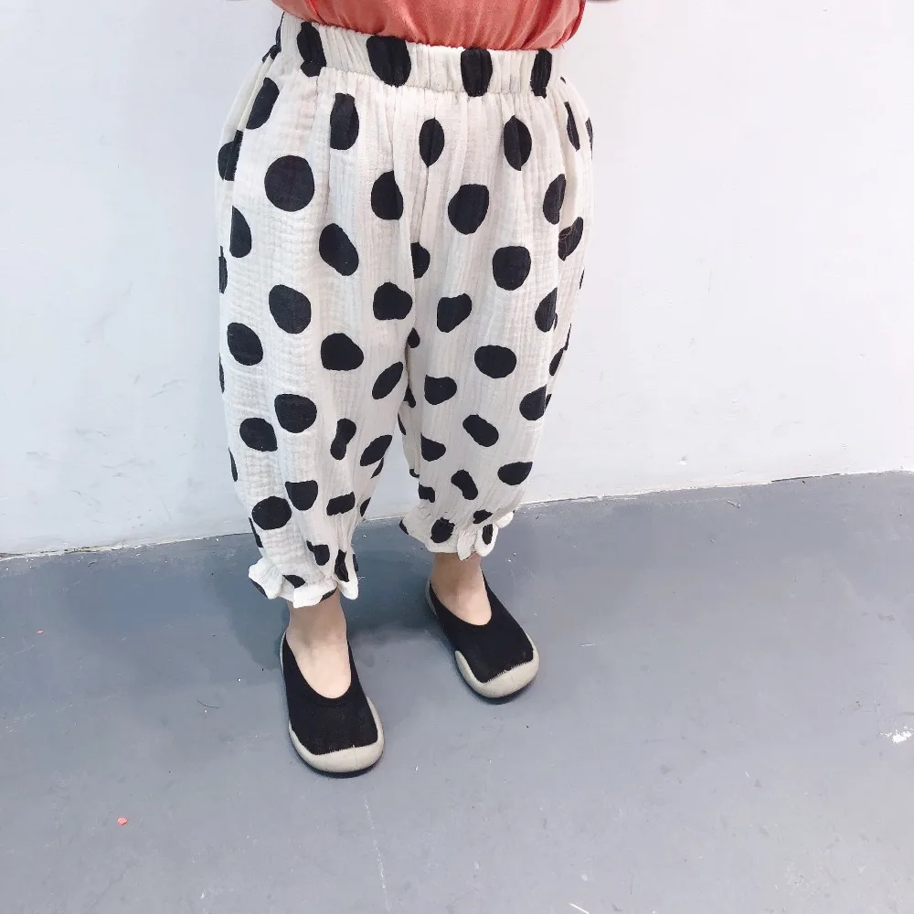 

Children Pants 2019 Spring Summer Toddler Boys Girls Cotton Linen Wave Point Lace Trousers Kids Loose Pants Dwq247