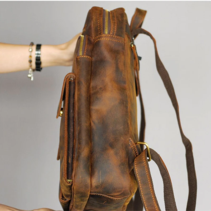 Мужской винтажный рюкзак из натуральной воловьей кожи для ноутбука|vintage book bags|bag
