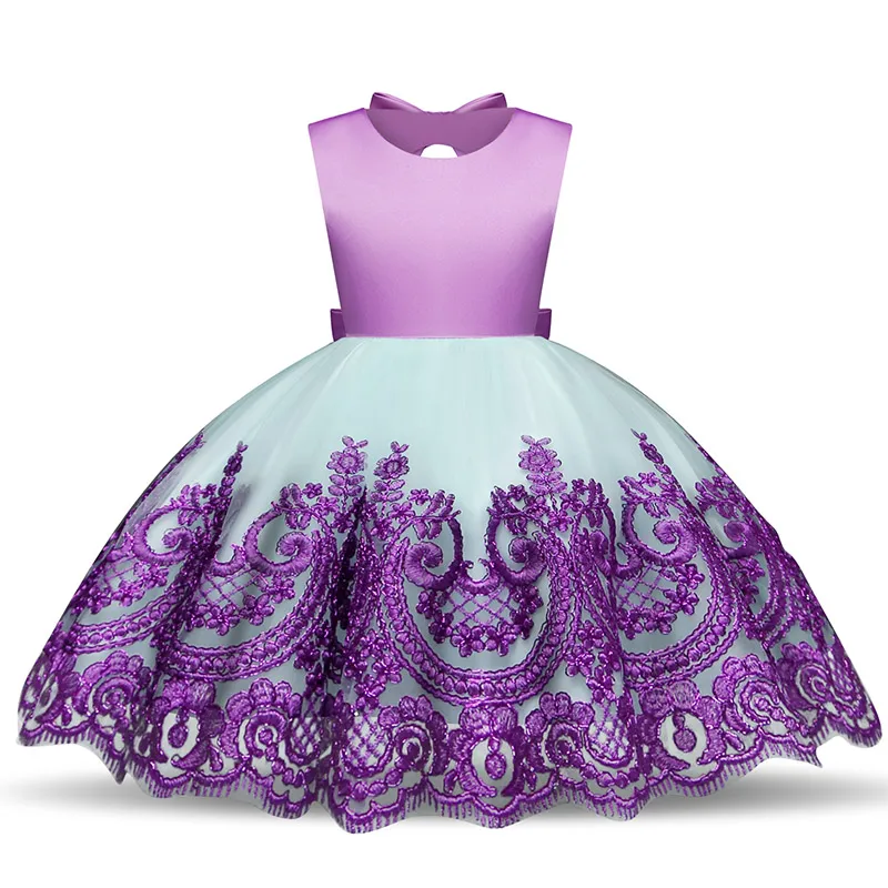 Детские платья для девочек; изысканная вышивка; От 1 до 5 лет для малышей; платье для дня рождения; одежда для крещения для девочек; vestido infantil - Цвет: bow hollow out