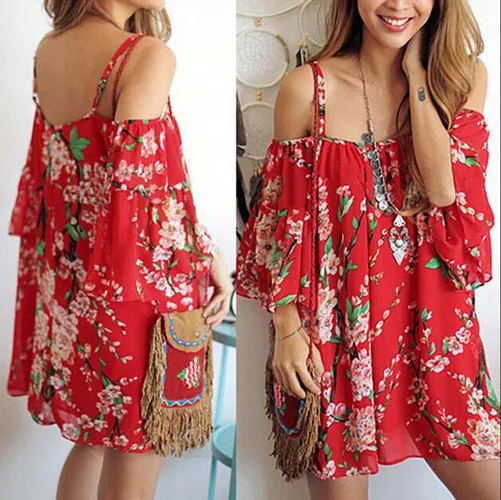 

Short Dress Casual Sexy Party Mini Evening Floral Beach Summer Women new