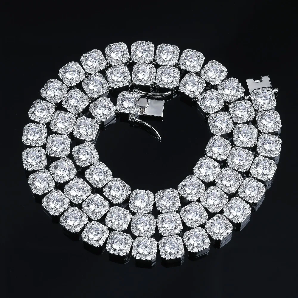 

10MM Quality Prong Set Big Size Solitaire Tennis Chain Necklace Mens Iced Out Bling CZ Charm Hip Hop Fashion Jewelry 18" 22"