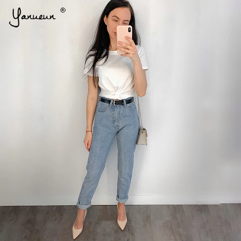 Yanueun 2019 New Slim Pencil Pants Vintage High Waist BF