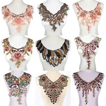 

Flower Embroidered Lace Sewing for Clothes Applique Diy Accessory Suppliers Sticker Lace Neckline collar Scrapbooking