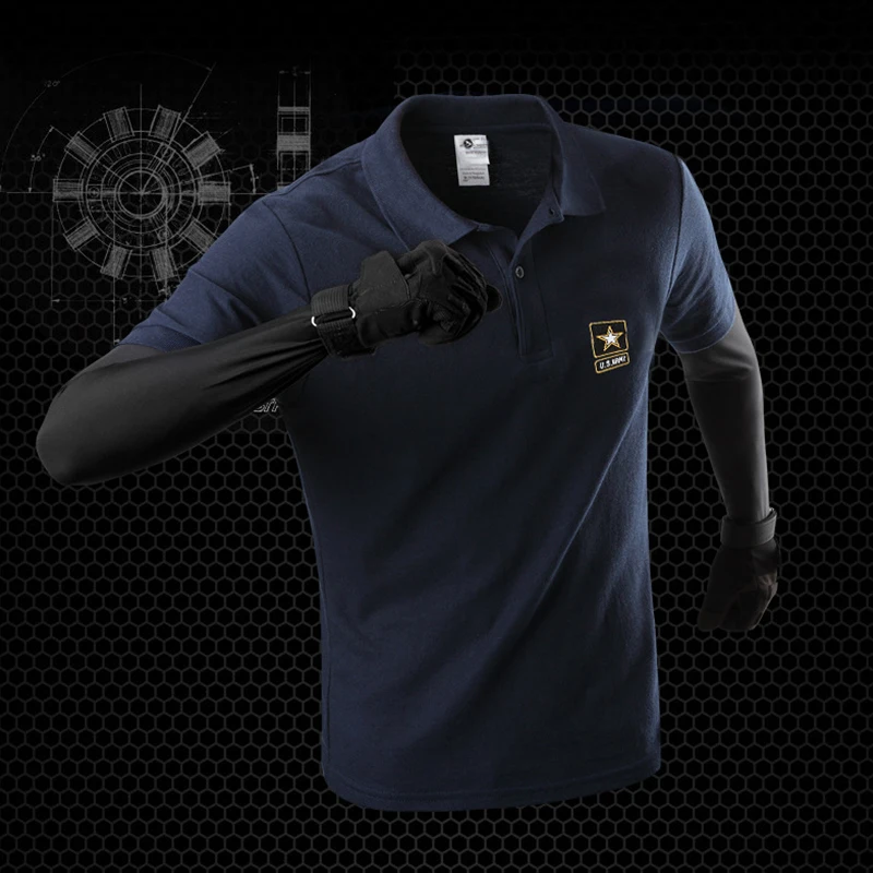 Брендовая одежда летний топ военные тактические мужские футболки Повседневная боевая рубашка однотонный Воротник Джерси мужские футболки с коротким рукавом