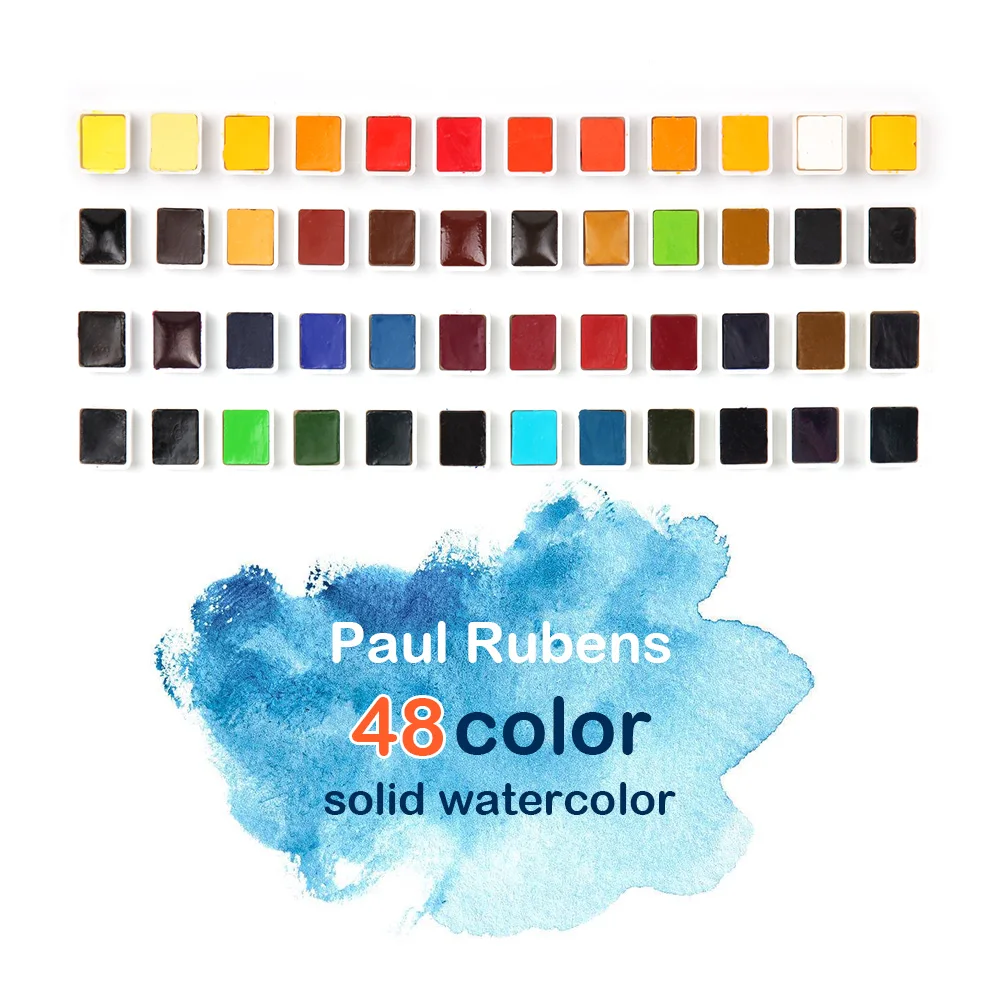 Paul Rubens, 48 цветов, профессиональная однотонная краска для воды с железной коробкой, яркий цвет, портативная краска, сделанная с гуммиарабским, OX Gall