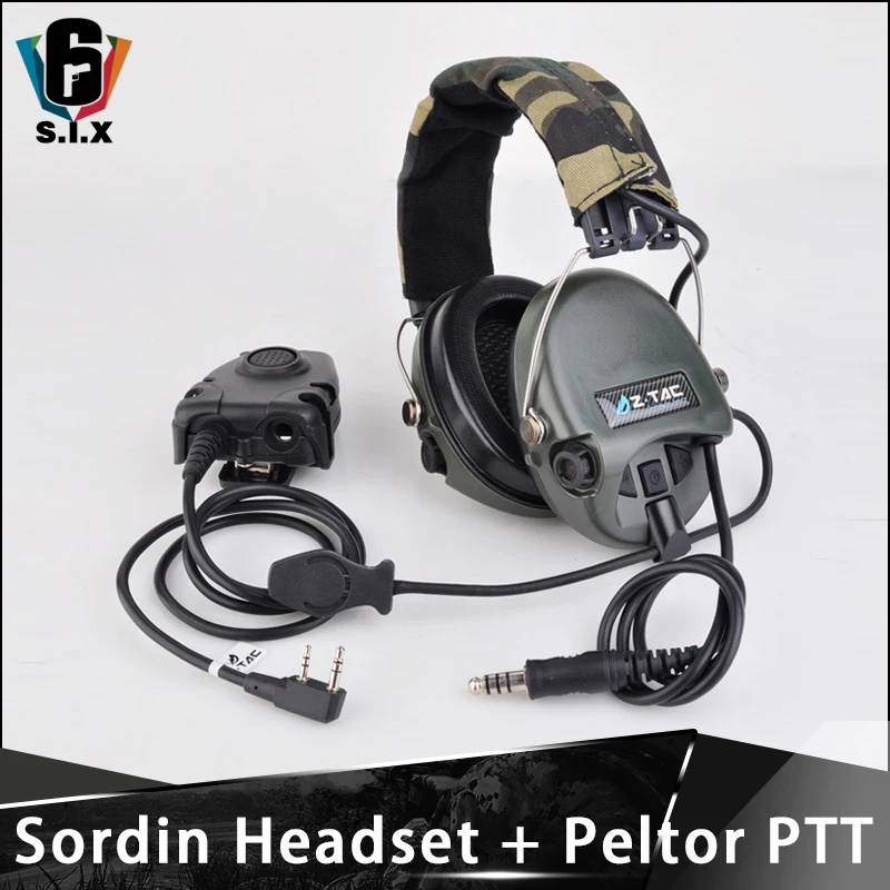Fones de Ouvido Aviação Tático Zsordin Airsoft Sordin Peltor Ptt Midland Softair Tiro Acessórios Z111 z Tac