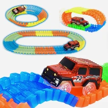 166 шт. гоночный трек набор со светодио дный игрушечный автомобиль светящийся в темноте Гибкая сборка поезд гоночная серия для детей
