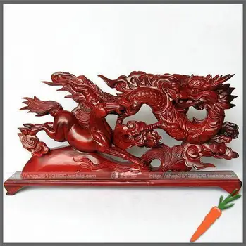 

V wood horse mahogany crafts ornaments Zodiac Dragon carving Feng Shui vigorous spirit of the aged 60cm Dragon