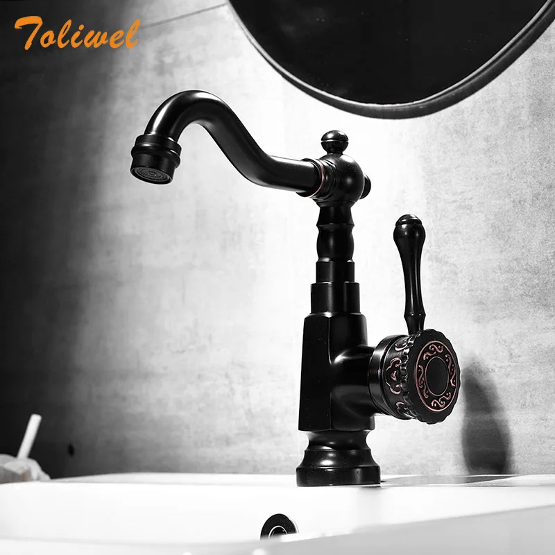 Black Bathroom Faucet Brass Basin Mixer Bathroom Accessories Tap Bathroom Sink Basin Mixer Tap Vintage Single Hole Basin faucet Black Bathroom Faucet Brass Basin Mixer Bathroom Accessories Tap Bathroom Sink Basin Mixer Tap Vintage Single Hole Basin faucet