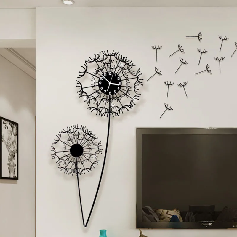 

3d Wall Clock Sticker Dandelion Flower Watch Home Decor Diy Living Room Saat Clocks Duvar Saati Home Decoration Accessories