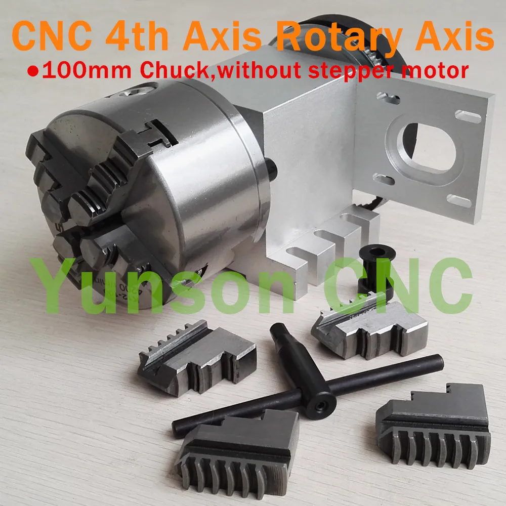 Hollow Shaft CNC 4th Axis Rotary Axis Base+K12 100mm 4-Jaw Chuck harbor freight woodworking bench