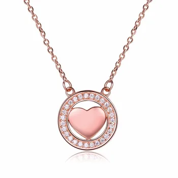 

New Charm 925 sterling silver/gold color necklace fashion round wrapped heart-shaped pendant necklace boutique romantic jewelry
