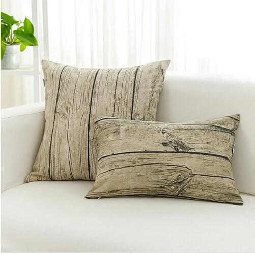 خمر وسادة يغطي الخشب خطوط مكتب وسائد أريكة شجرة النباح سيارة قطني كيس وسادة المنزل 45*45 cm