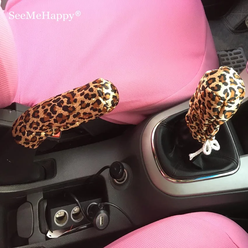 Universal Black Leopard Car Gear cover and Hand brake Shift Collars Styling Interior Accessories | Автомобили и мотоциклы