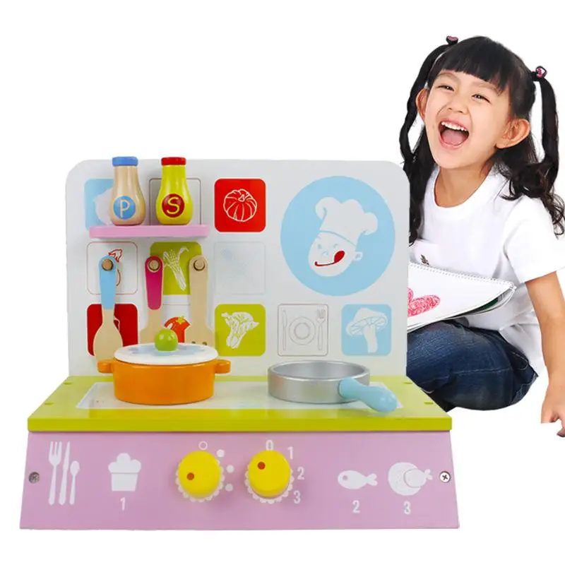children wooden kitchen toys set with stove and Kitchenware/ kids girls