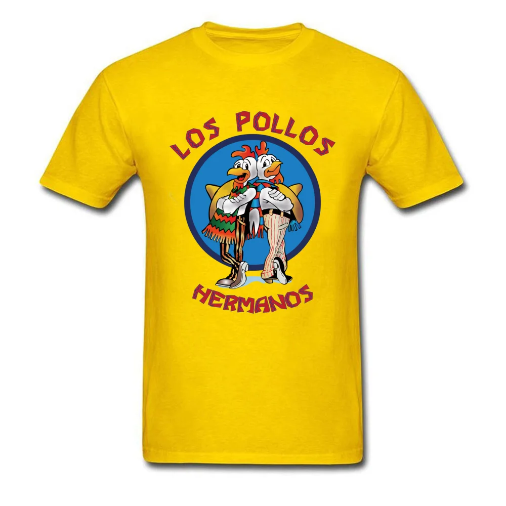 GiftDesign Short Sleeve Tops & Tees VALENTINE DAY Faddish Crewneck Pure Cotton T-Shirt Student Top T-shirts Los Pollos Hermanos  Los Pollos Hermanos yellow