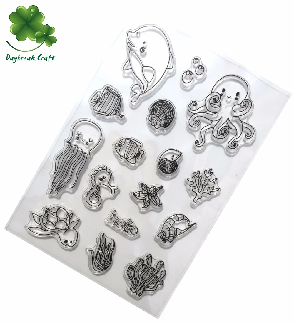 

11*16cm Ocean Animal World TPR clear Stamps sea theme decorating