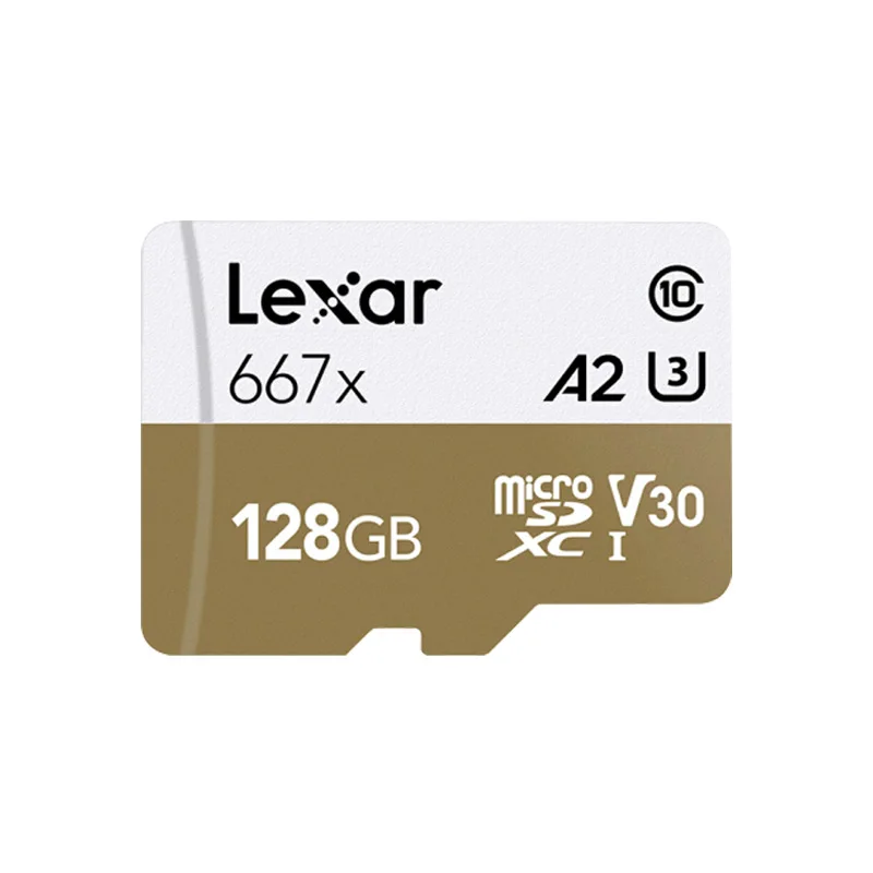 Lexar Профессиональный 667x microSDXC UHS-I слот для карт памяти 128 ГБ 256 ГБ 64 Гб V30 A2 микро SD карты C10 100 МБ/с. TF карта для Full-HD 3D 4K - Емкость: 128GB