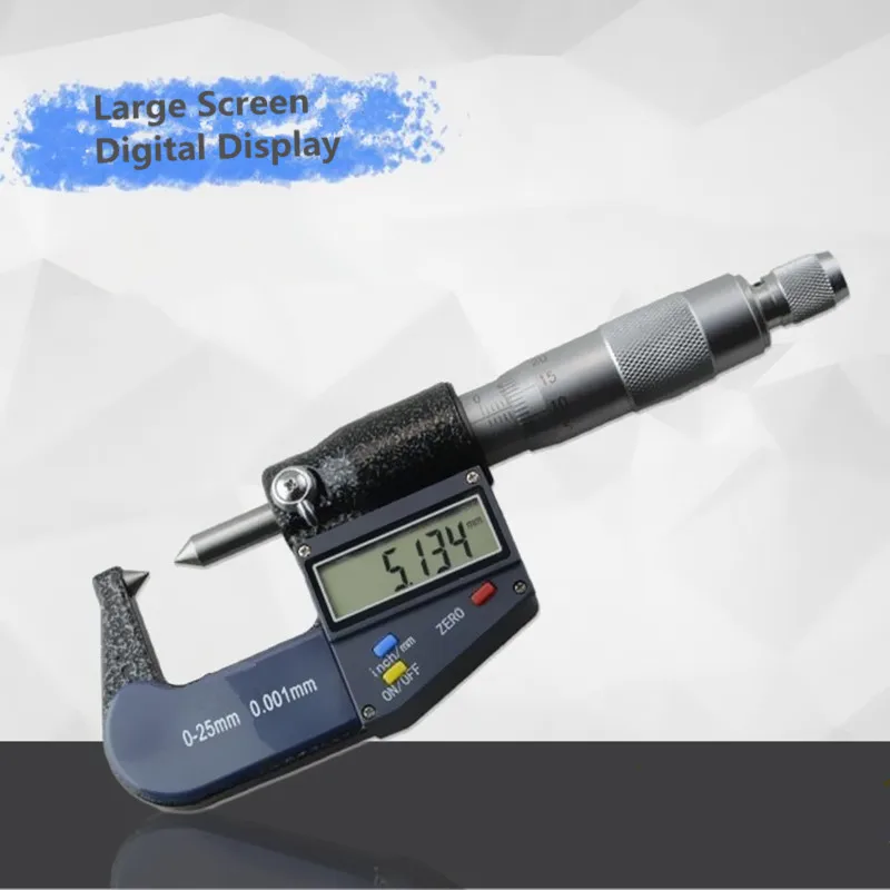 Stainless Steel Tip Heads Micrometer 0-25-100mm External Diameter Show Multi-functional Use Measuring Rule Metalworking KHM01 |