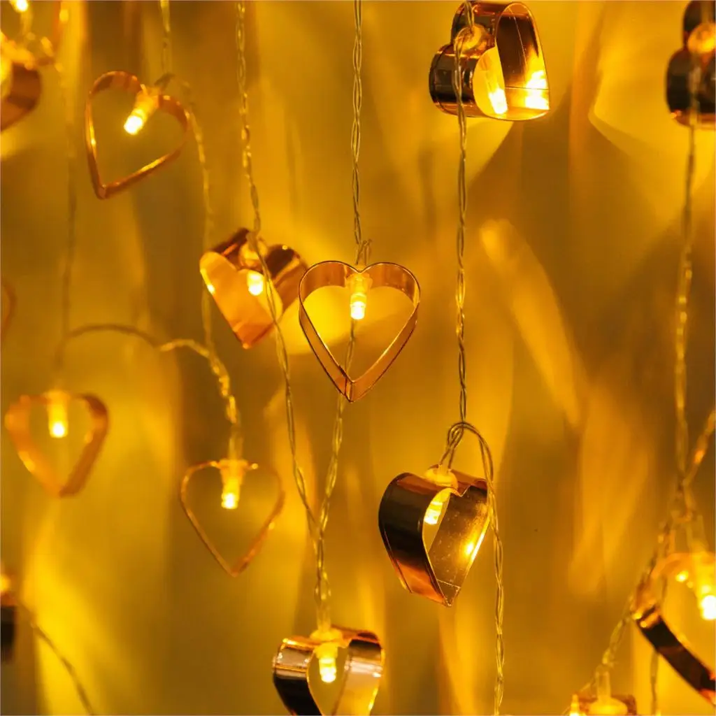 

10 LED Hollow Heart-shaped Lights LED Fairy String Lights Christmas Garlands lumineuse Home Patio Wedding Romantic Decorations