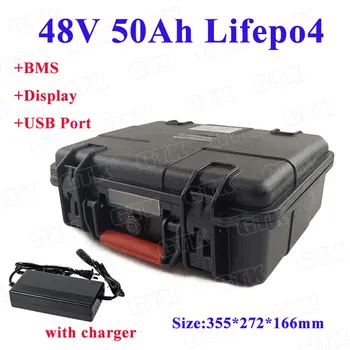 

48V 50Ah Waterproof LiFepo4 lithium battery pack with BMS for electric motorcycle power solar street light Electric Bike+charger