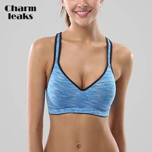 Charmleaks Women Yoga Sports Bra Medium Impact Floral Print Backcross Yoga Bra Running Workout Bra Underwear Fitness Sport Top medium impact hanging neck front design drawstring sports bra in grey