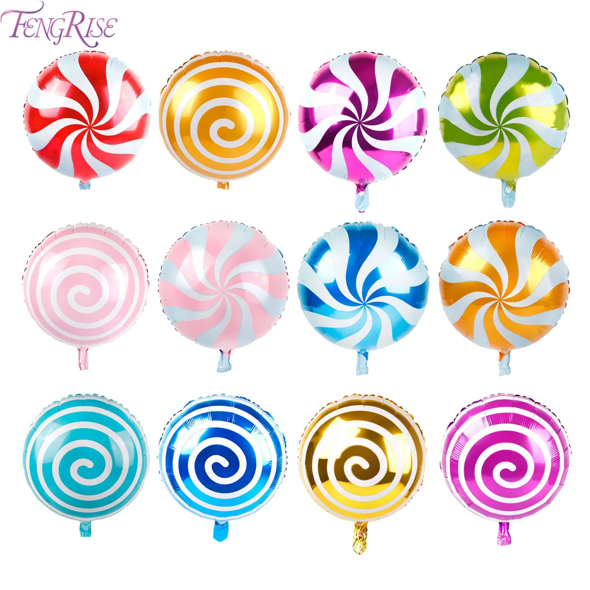 

FENGRISE 6pc Foil Candy Balloons 18inch Round Lollipop Balloon Birthday Party Decorations Kids Wedding Baloons Baby Shower Decor